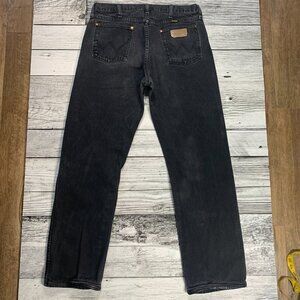 Wrangler Vintage Cowboy Cut Black Slim Fit Bootcut Jeans Denim USA